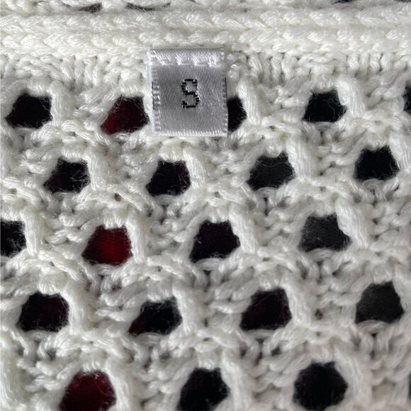 Oversized Cream Crochet Knit Sweater Boho Festival Beach Cover Up Grannycore S M - Picture 3 of 10